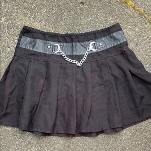 Black Pleated Skater Mini Skirt